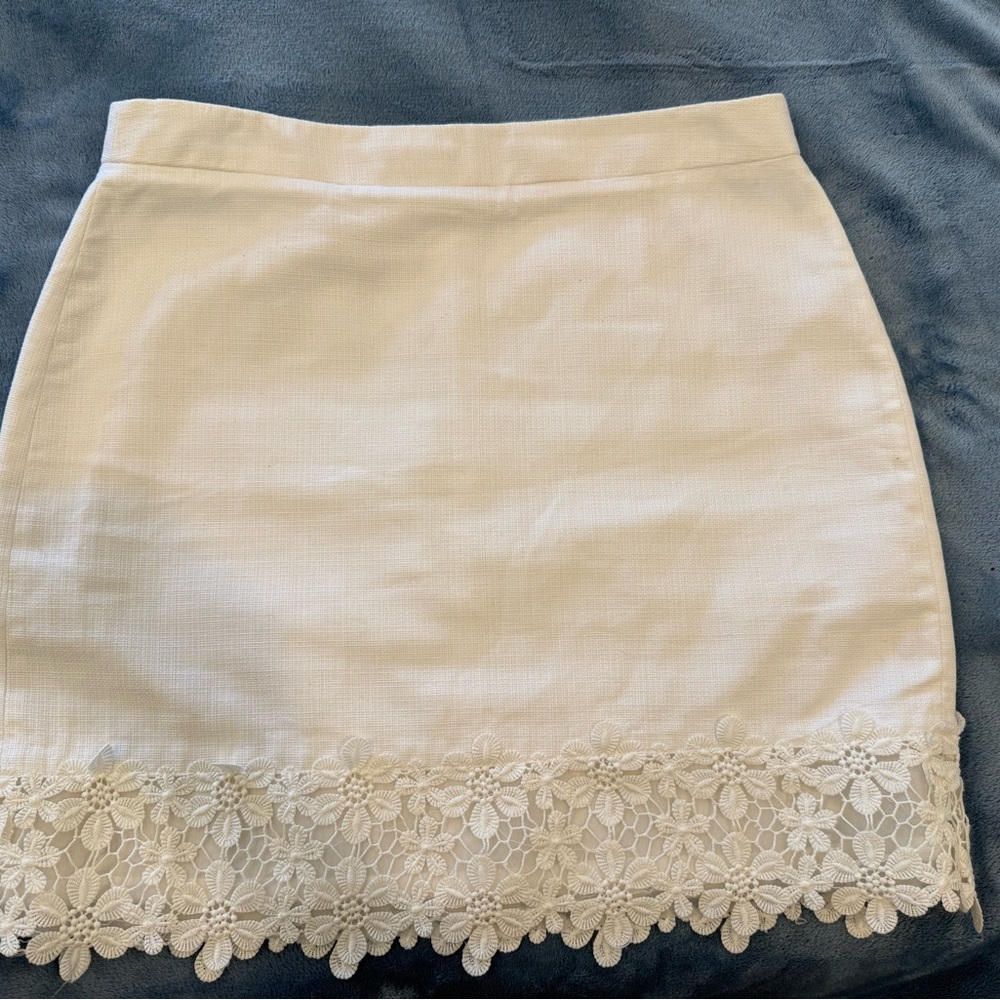 J. Crew White Floral Lace Skirt
